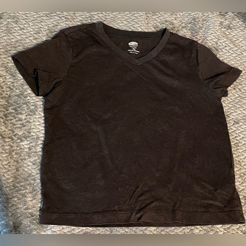 Old Navy Short Sleeve Boys Black V-Neck T-Shirt